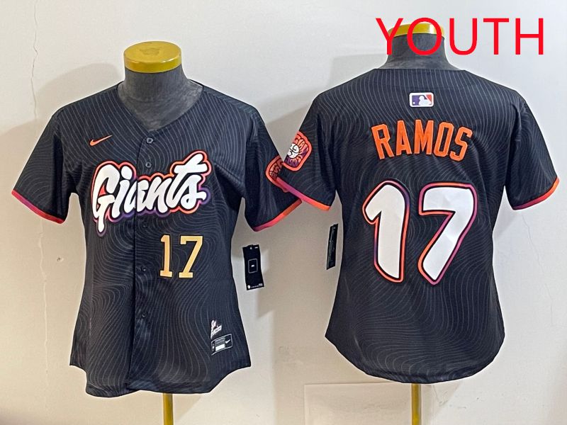 Youth San Francisco Giants 17 Ramos Black Joint Name 2025 Nike MLB Jersey style 4